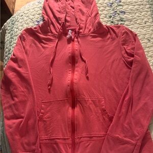 Women’s coral lightweight cropped hoodie jacket